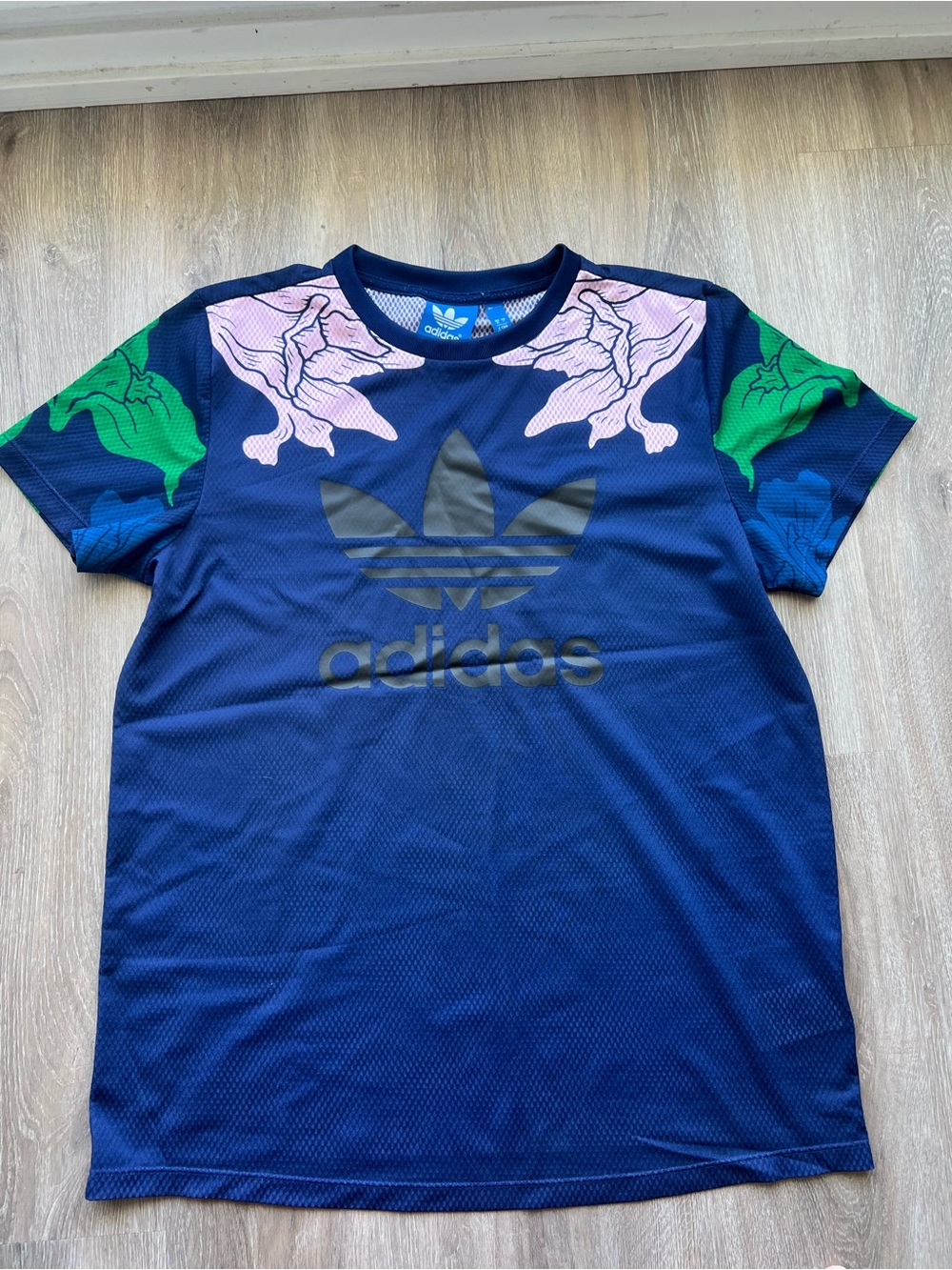 Adidas navy Floral Graphic jersey